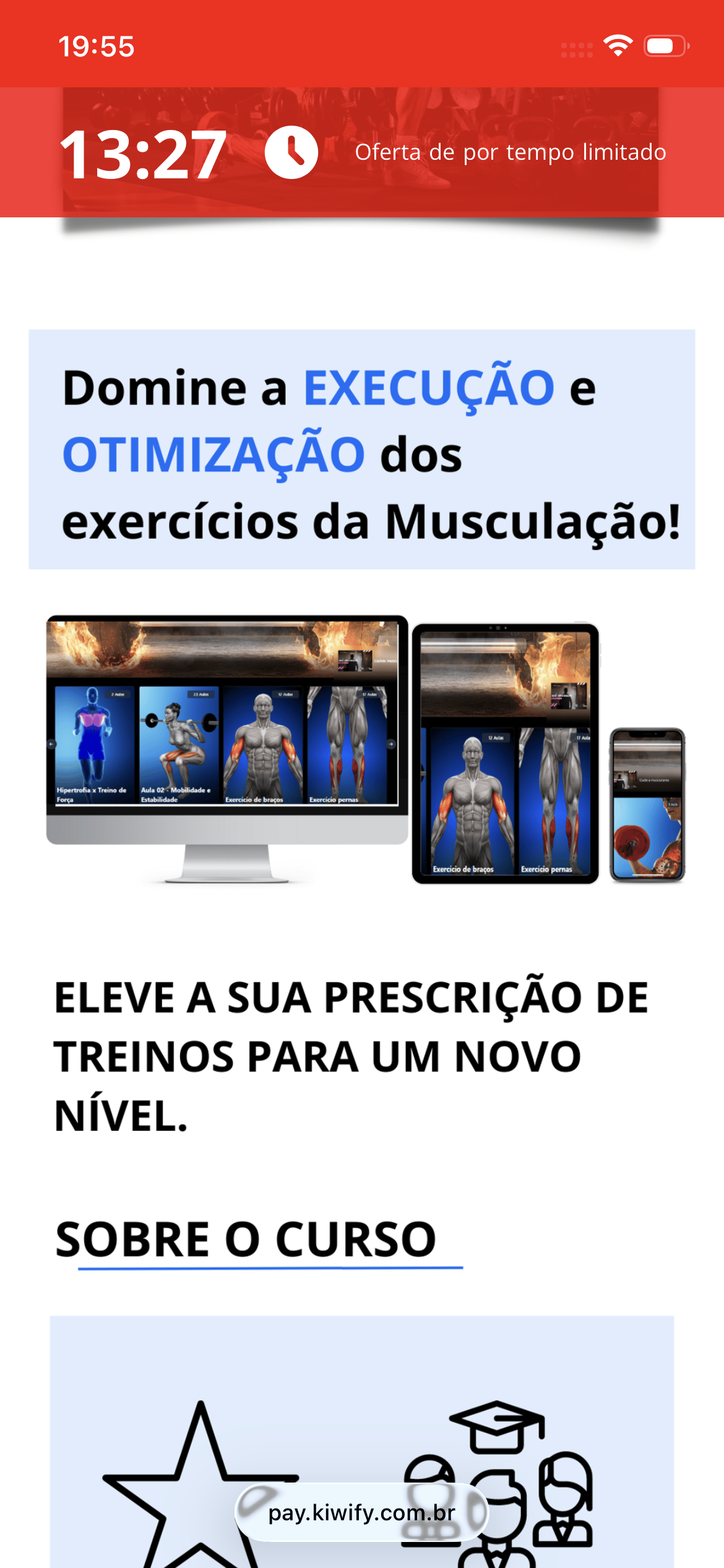 Plataforma do curso disponível em computador, tablet e celular